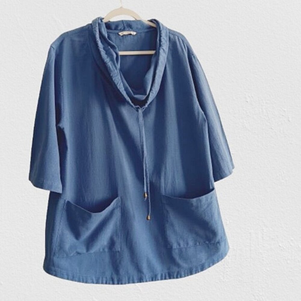 ❌3/$10❌ Soft Surroundings L XL Blue Pocket Tunic Top